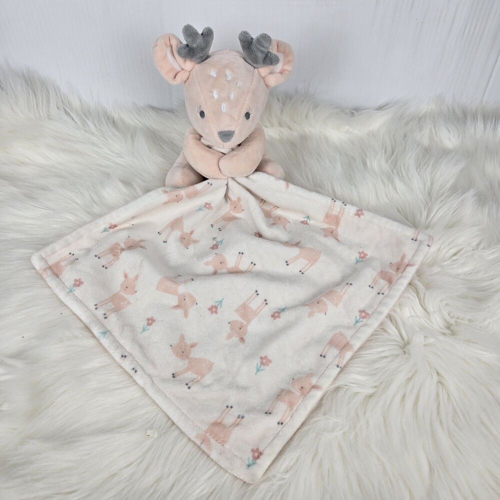 Bon Bebe Pink Salmon Deer Fawn Baby Lovey Security Blanket Plush